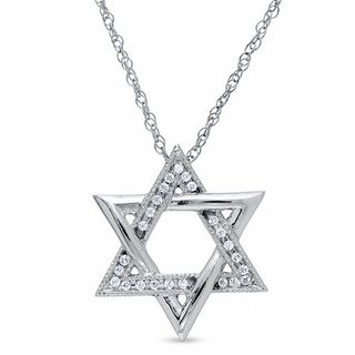 0.12 CT. T.W. Diamond Star of David Pendant in Sterling Silver