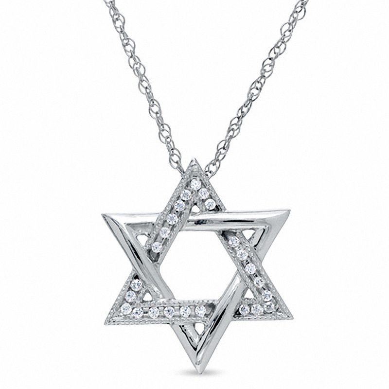 0.12 CT. T.W. Diamond Star of David Pendant in Sterling Silver|Peoples Jewellers