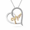 Thumbnail Image 0 of Diamond Accent Heart-Shaped "MOM" Pendant in Two-Tone Sterling Silver