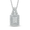 0.33 CT. T.W. Princess-Cut Diamond Cluster Rectangular Frame Pendant in Sterling Silver