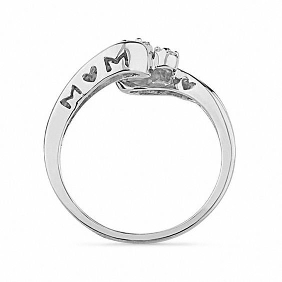 0.12 CT. T.W. Diamond Triple Cluster Mom Ring in Sterling Silver