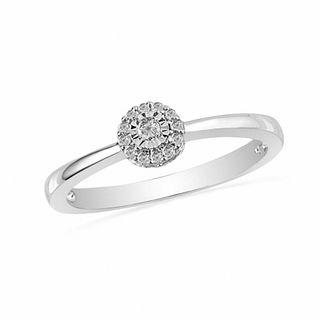 0.10 CT. T.W. Diamond Frame Promise Ring in Sterling Silver