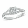 Thumbnail Image 0 of 0.25 CT. T.W. Diamond Square Frame Split Shank Promise Ring in Sterling Silver