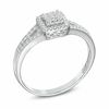 Thumbnail Image 1 of 0.25 CT. T.W. Diamond Square Frame Split Shank Promise Ring in Sterling Silver