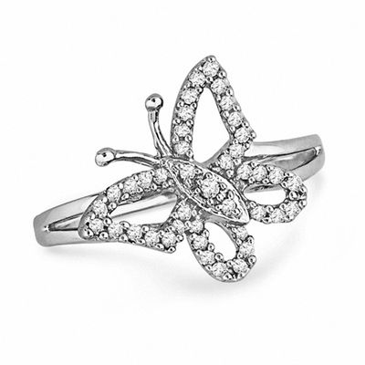 0.20 CT. T.W. Diamond Butterfly Ring in Sterling Silver