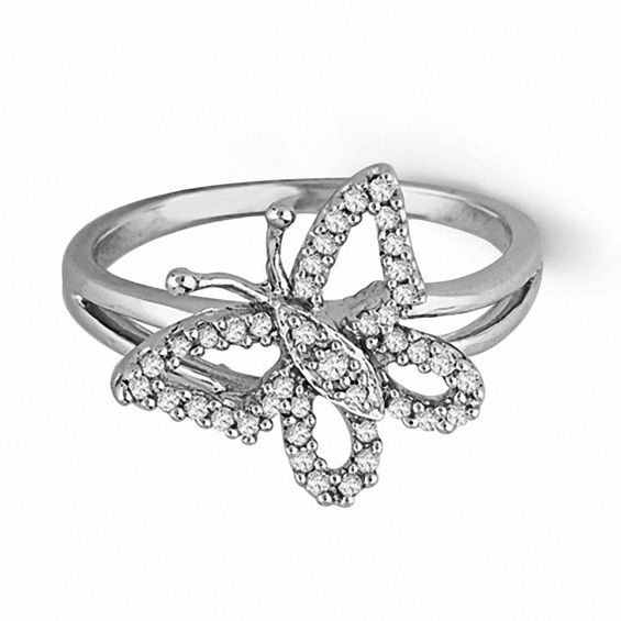 0.20 CT. T.W. Diamond Butterfly Ring in Sterling Silver