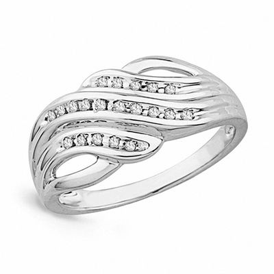 0.10 CT. T.W. Diamond Triple Wave Ring in Sterling Silver