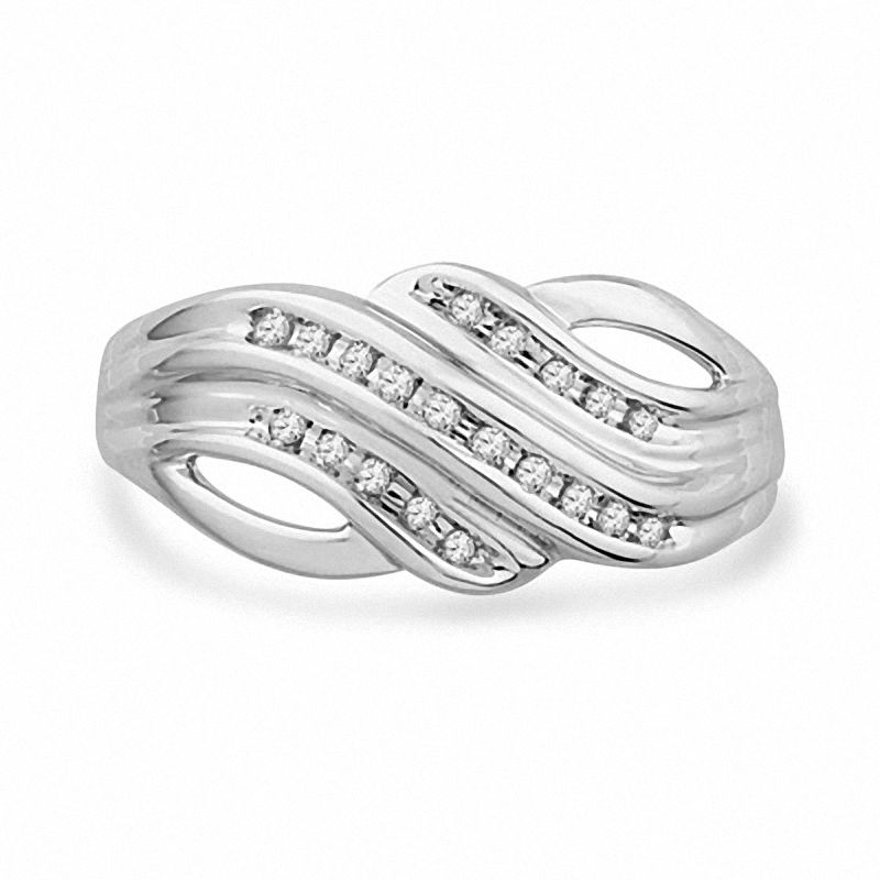 0.10 CT. T.W. Diamond Triple Wave Ring in Sterling Silver|Peoples Jewellers