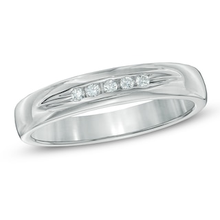 0.12 CT. T.W. Diamond Five Stone Anniversary Band in Sterling Silver