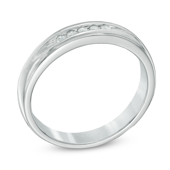 0.12 CT. T.W. Diamond Five Stone Anniversary Band in Sterling Silver