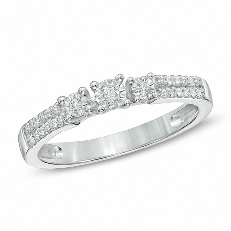 0.16 CT. T.W. Diamond Three Stone Promise Ring in Sterling Silver|Peoples Jewellers