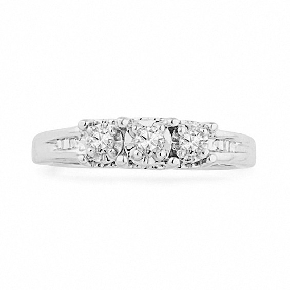 0.16 CT. T.W. Diamond Three Stone Promise Ring in Sterling Silver