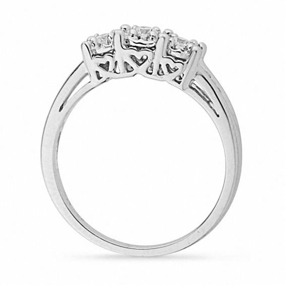 0.16 CT. T.W. Diamond Three Stone Promise Ring in Sterling Silver