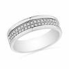 Thumbnail Image 1 of 0.20 CT. T.W. Diamond Double Row Band in Sterling Silver