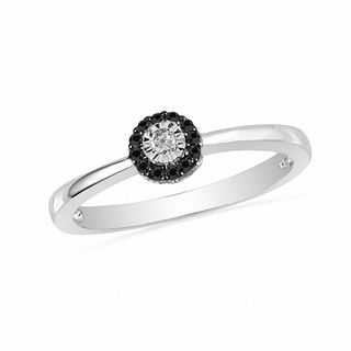 0.10 CT. T.W. Black and White Diamond Promise Ring in Sterling Silver