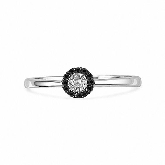 0.10 CT. T.W. Black and White Diamond Promise Ring in Sterling Silver