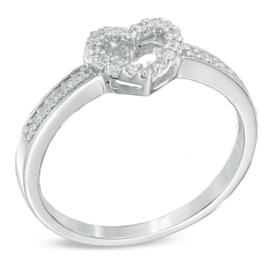 0.10 CT. T.W. Diamond Heart Ring in Sterling Silver