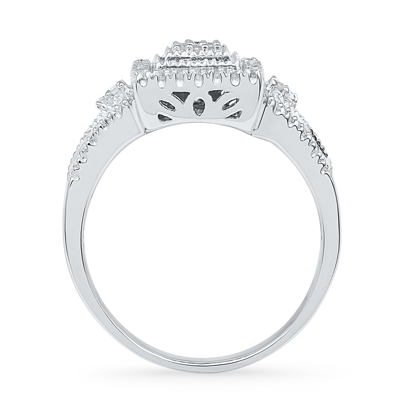 0.33 CT. T.W. Princess-Cut Diamond Rectangular Frame Ring in Sterling Silver|Peoples Jewellers