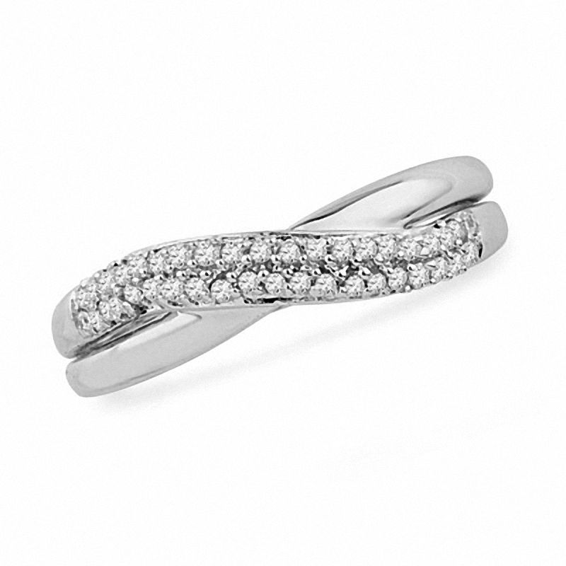0.16 CT. T.W. Diamond Crossover Band in Sterling Silver|Peoples Jewellers