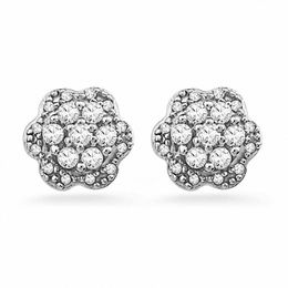 0.25 CT. T.W. Diamond Cluster Flower Stud Earrings in 10K White Gold