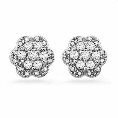 0.25 CT. T.W. Diamond Cluster Flower Stud Earrings in 10K White Gold