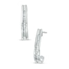 Thumbnail Image 0 of 0.16 CT. T.W. Baguette Diamond J-Hoop Earrings in Sterling Silver