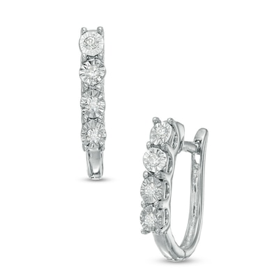 0.12 CT. T.W. Diamond Linear Hoop Earrings in Sterling Silver