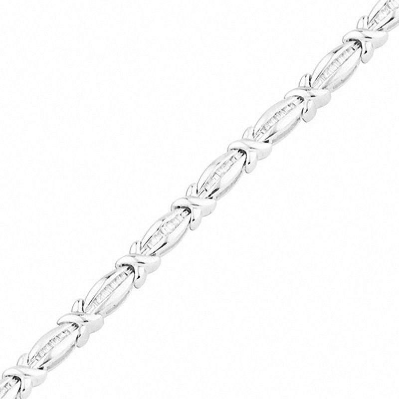 0.50 CT. T.W. Baguette Diamond "X" Line Bracelet in Sterling Silver|Peoples Jewellers