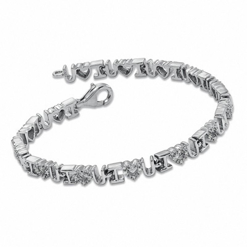 0.20 CT. T.W. Diamond "I Heart You" Bracelet in Sterling Silver|Peoples Jewellers