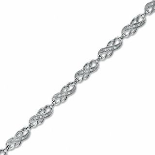 0.10 CT. T.W. Diamond Swirl Fashion Bracelet in Sterling Silver