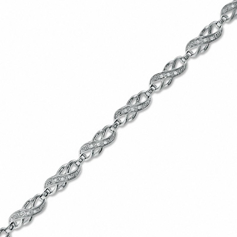 0.10 CT. T.W. Diamond Swirl Fashion Bracelet in Sterling Silver|Peoples Jewellers