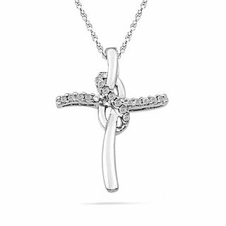 0.20 CT. T.W. Diamond Looped Cross Pendant in Sterling Silver