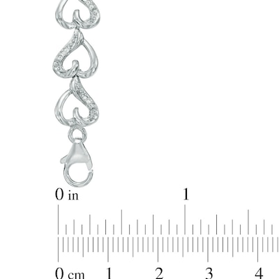 0.20 CT. T.W. Diamond Heart Link Bracelet in Sterling Silver