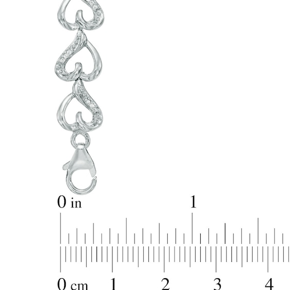 0.20 CT. T.W. Diamond Heart Link Bracelet in Sterling Silver