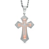 Thumbnail Image 0 of Men's Stacked Cross Pendant in Two-Tone Stainless Steel - 24"