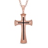 Thumbnail Image 0 of Men's Stacked Cross Pendant in Black Resin and Rose-Tone IP Stainless Steel - 24"