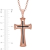Thumbnail Image 1 of Men's Stacked Cross Pendant in Black Resin and Rose-Tone IP Stainless Steel - 24"