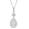 Thumbnail Image 0 of Pear-Shaped Lab-Created Opal and Pink and White Sapphire Pendant in Sterling Silver