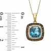 Thumbnail Image 2 of 8.0mm Cushion-Cut London Blue Topaz, Smoky Quartz and 0.09 CT. T.W. Diamond Pendant in 10K Gold