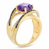 Thumbnail Image 1 of 9.0mm Amethyst, Smoky Quartz and Diamond Accent Orbit Ring in 10K Gold