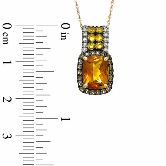 Cushion-Cut Madeira Citrine, Smoky Quartz and Diamond Accent Pendant in 10K Gold