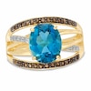 Thumbnail Image 0 of Oval London Blue Topaz, Smoky Quartz and Diamond Accent Orbit Ring in 10K Gold