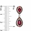 Thumbnail Image 1 of Pear-Shaped Rhodolite Garnet, Smoky Quartz and Lab-Created White Sapphire Earrings in 10K Rose Gold