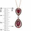 Thumbnail Image 1 of Pear-Shaped Rhodolite Garnet, Smoky Quartz and Lab-Created White Sapphire Pendant in 10K Rose Gold