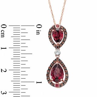 Pear-Shaped Rhodolite Garnet, Smoky Quartz and Lab-Created White Sapphire Pendant in 10K Rose Gold