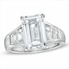 Thumbnail Image 1 of Emerald-Cut Lab-Created White Sapphire Ring in Sterling Silver