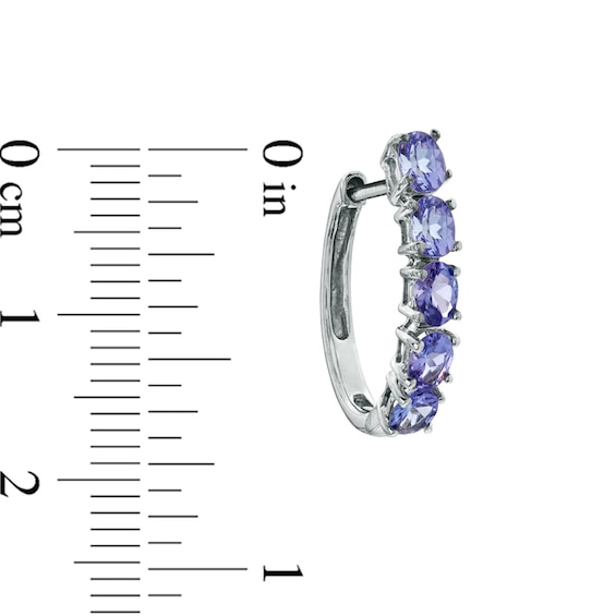 Oval Tanzanite Hoop Earrings in 10K White Gold