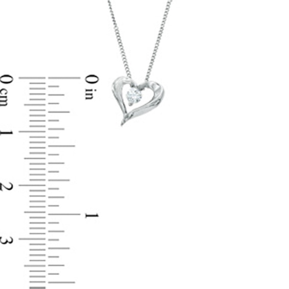 0.10 CT. Certified Canadian Diamond Solitaire Heart Pendant in 14K White Gold (I/I2) - 17"