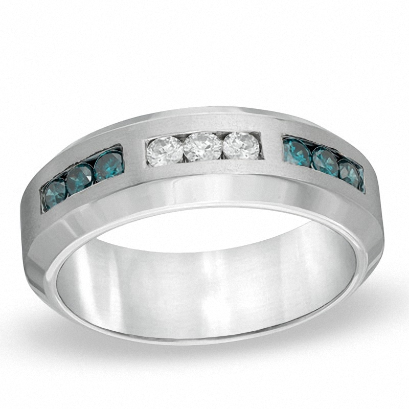 Men's 0.33 CT. T.W. Enhanced Blue and White Diamond Ring in Sterling Silver|Peoples Jewellers