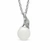 Thumbnail Image 0 of Honora 8.5-9.0mm Freshwater Cultured Pearl and Diamond Accent Swirl Pendant in Sterling Silver